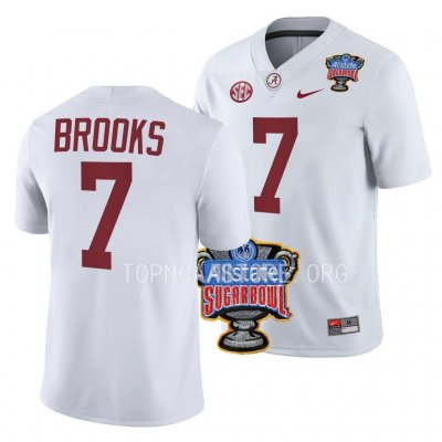 Men's Alabama Crimson Tide #7 Ja'Corey Brooks White 2022 Sugar Bowl NCAA College Football Jersey 2403SHPY5